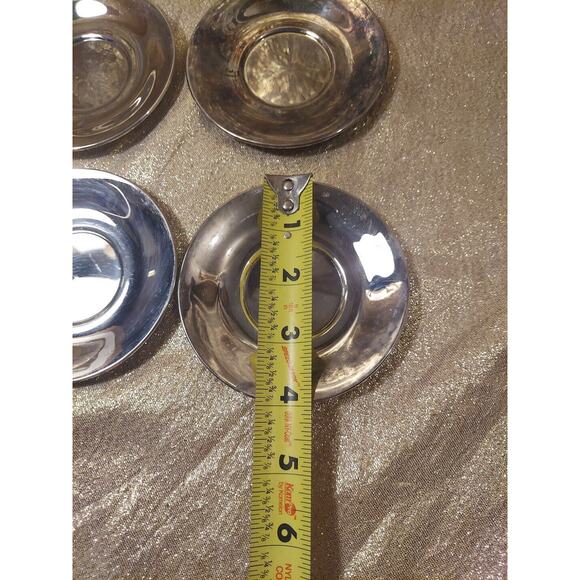 4 Demitasse Continentale Saucers Silverplate, Plates Only, No Cups, 4", Brazil - Picture 6 of 12